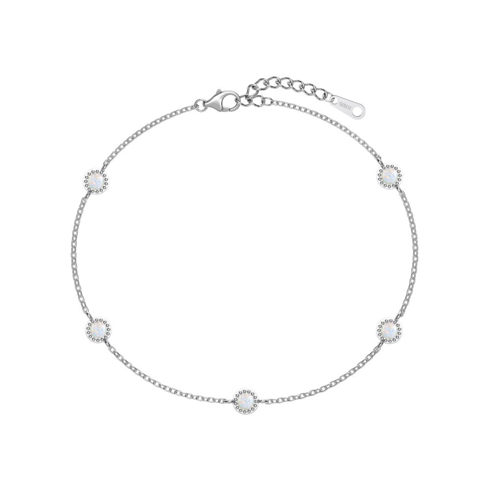Dainty Opal Station Bracelet in 925 Sterling Silver & Gold plated