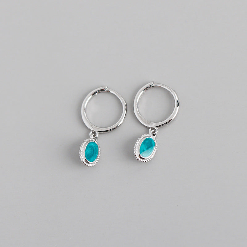 Sterling Silver Opal Hoop Earrings