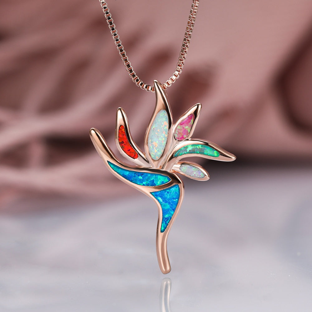 Peace Flower Opal Necklace Pendant
