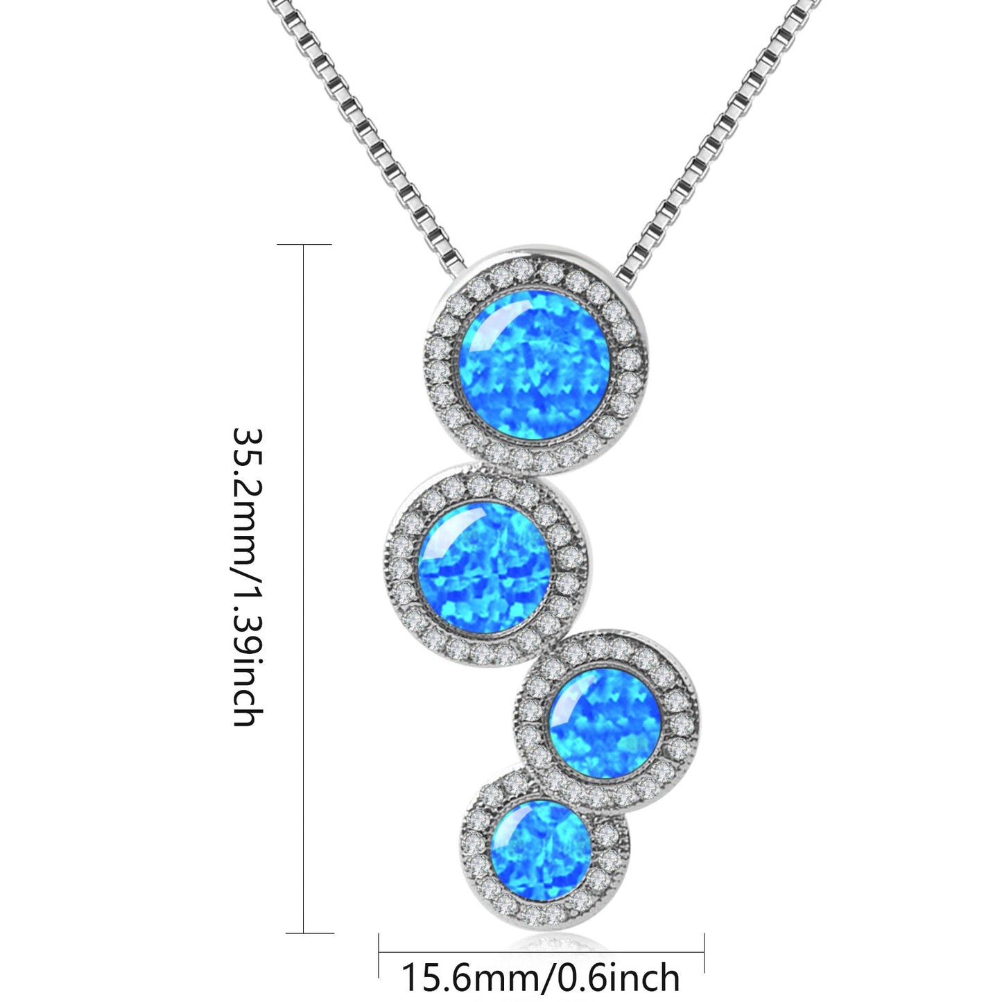 Blue Fire Opal Circle Pendant Necklace