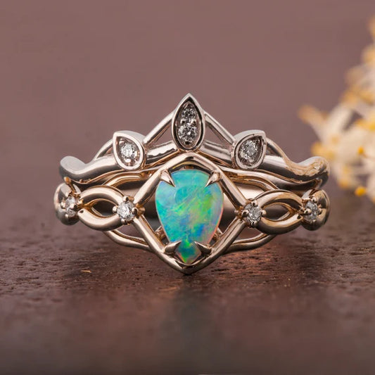 Handmade opal gemstone jewelry with vibrant natural fire compared to mass produced design