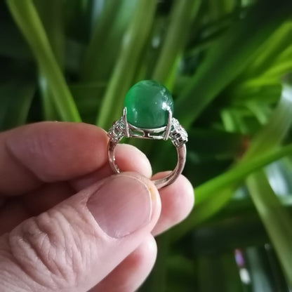 Opal Ring 925 Silver With Emerald Stone