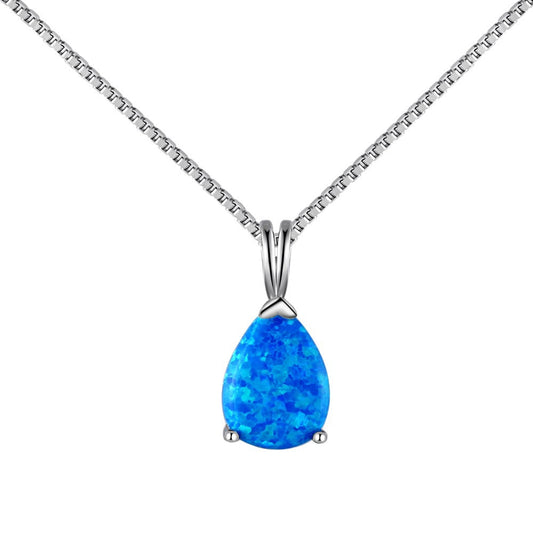 Blue Opal Teardrop Necklace
