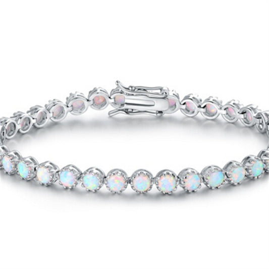 White Opal Tennis Bracelet