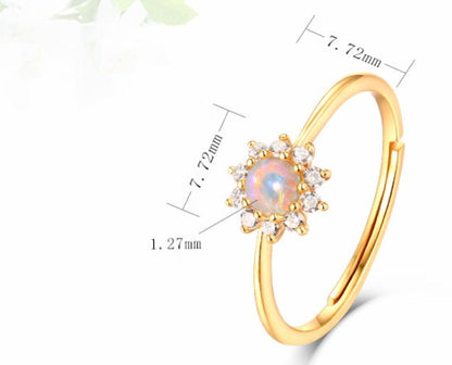 Opal White Sun Flower 9k Gold Ring