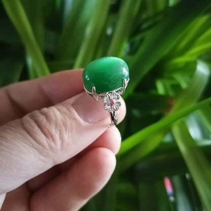 Opal Ring 925 Silver With Emerald Stone