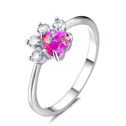 Rose Gold Footprint Heart Shaped Opal Ring