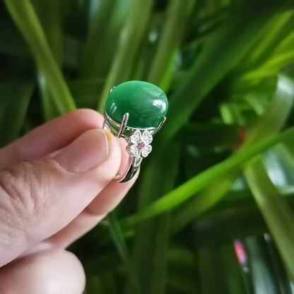 Opal Ring 925 Silver With Emerald Stone