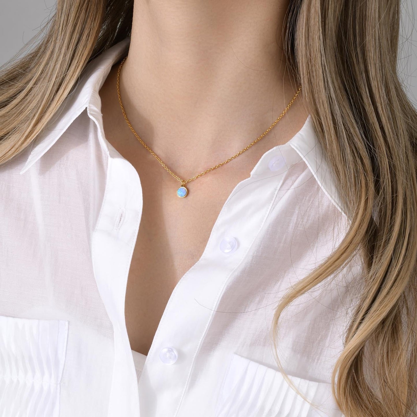 Blue Opal Pendant Necklace