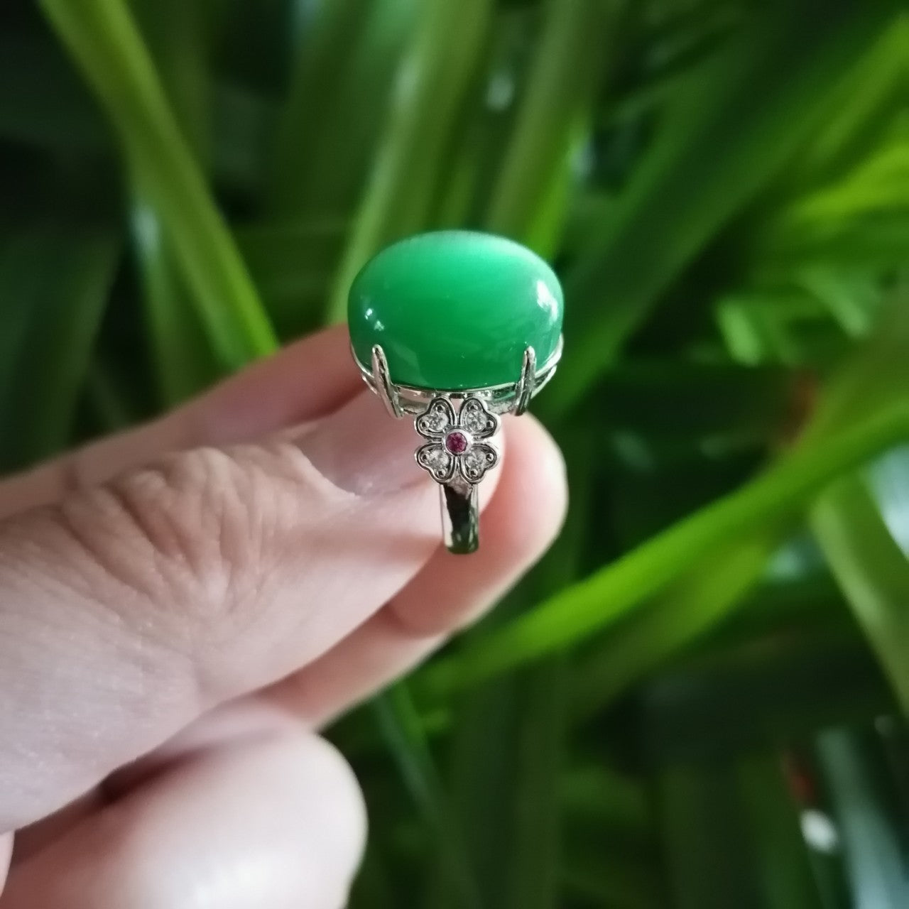 Opal Ring 925 Silver With Emerald Stone