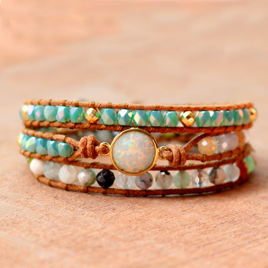 Handwoven Opal Wrap Bracelet