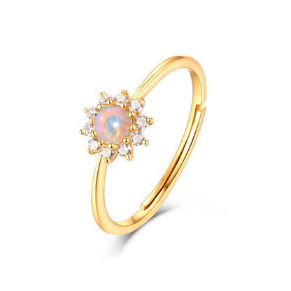 Opal White Sun Flower 9k Gold Ring