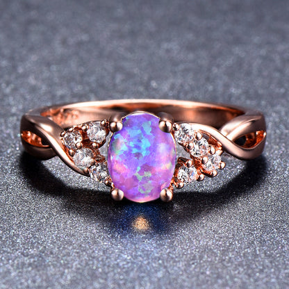 Rose Gold Diamond Opal Ring