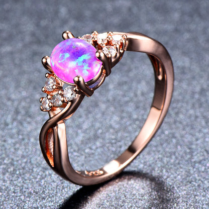 Rose Gold Diamond Opal Ring