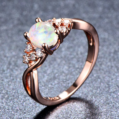 Rose Gold Diamond Opal Ring