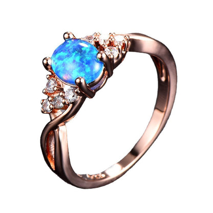 Rose Gold Diamond Opal Ring